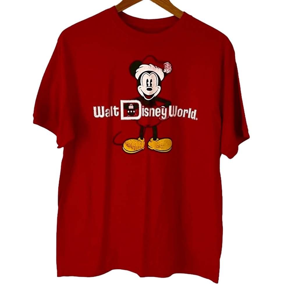 Disney Parks Walt Disney World Santa Mickey Mouse Ringer Tee Size Large